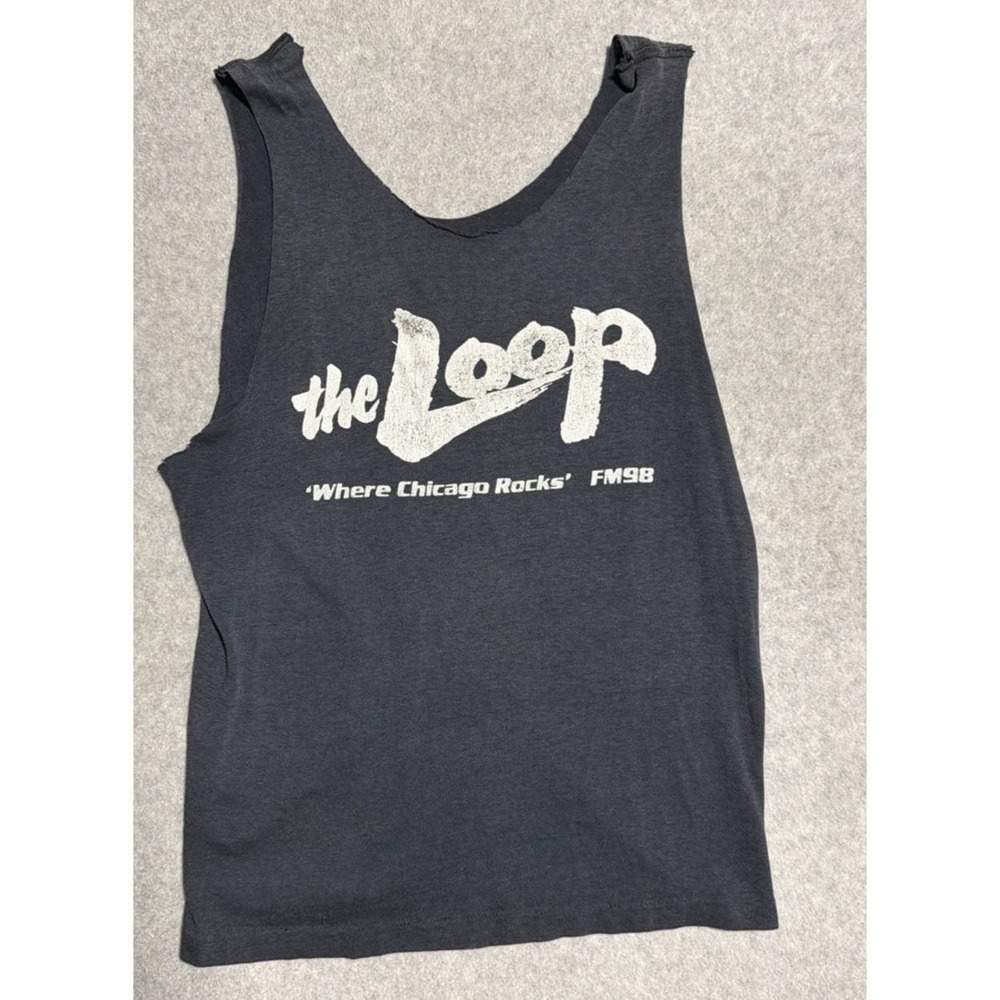 Vintage 70s Radio Station Shirt The Loop Chicago Rocks FM98 Small Med